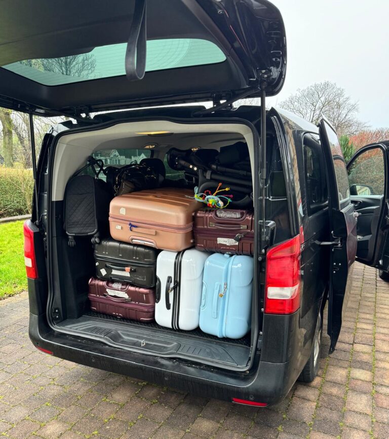 Luggage space inside a Glasgow 8 seater private hire vehicle