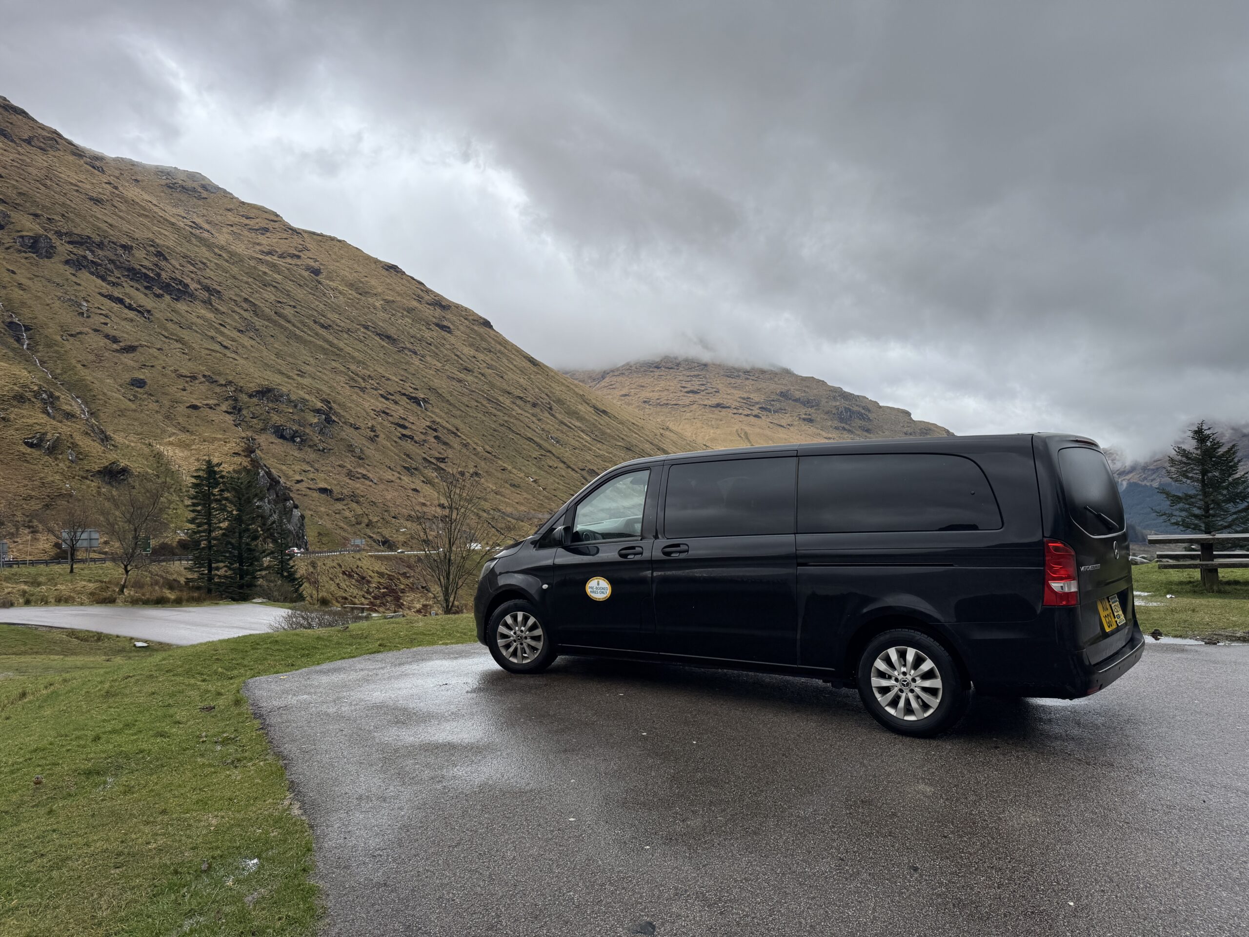 Scottish Highland mountain and road scenery