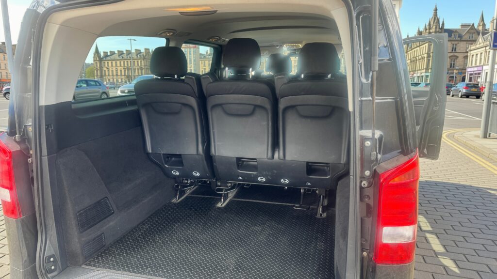 Interior of the spacious Mercedes Vito used for family and group private hire