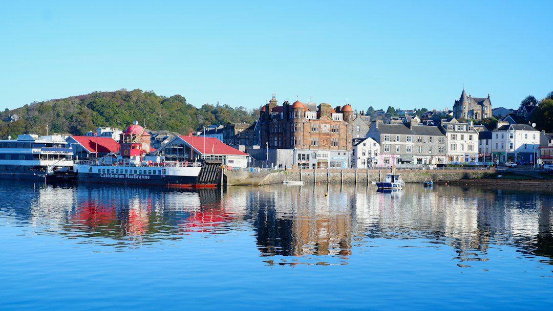 Oban harbour and ferry waterfront on the west coast of Scotland